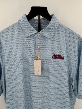HYDR! Peter Millar Ole Miss Powder Blue Ferdinand Performance Polo! Large - NWT